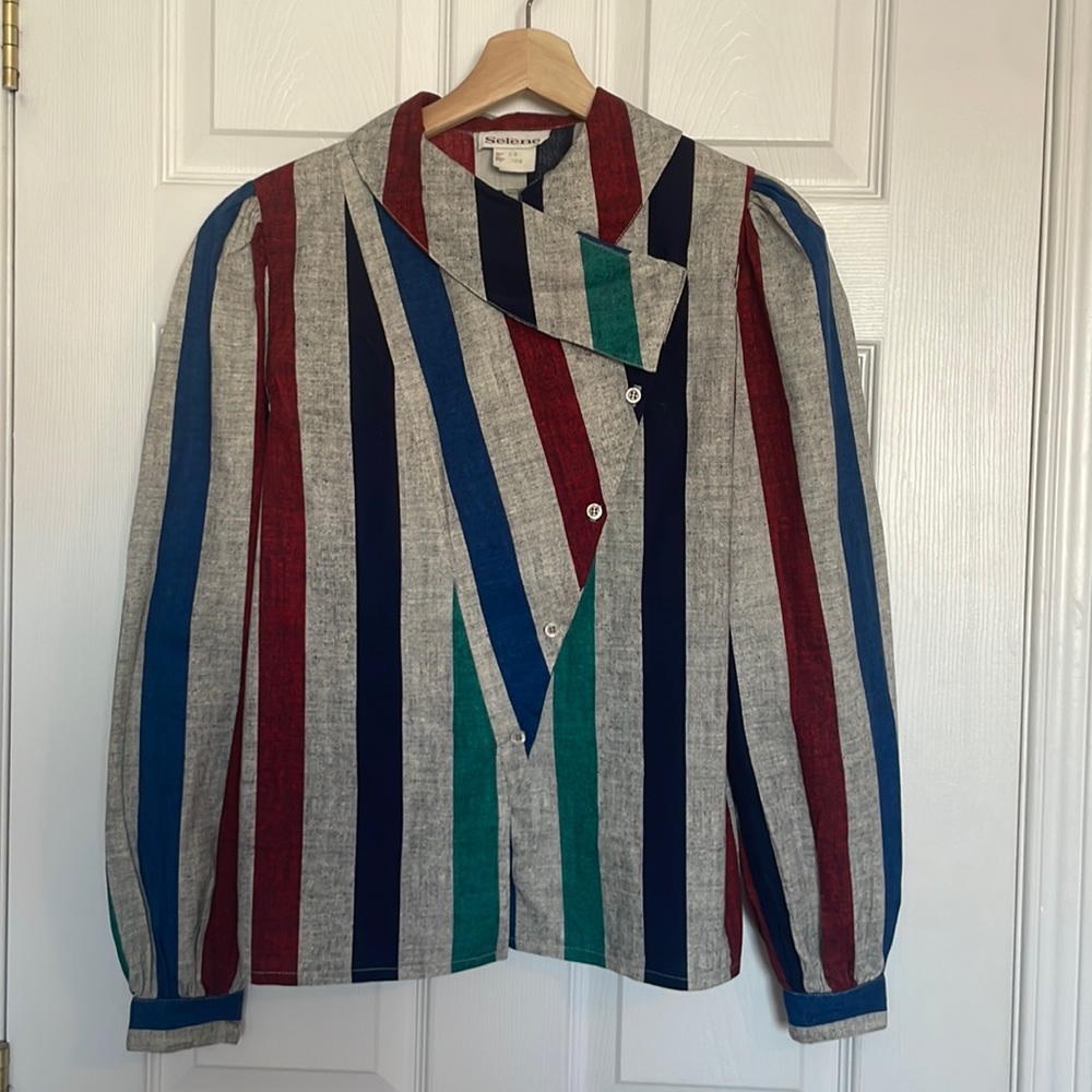 Selene vintage asymmetrical collared cotton blouse